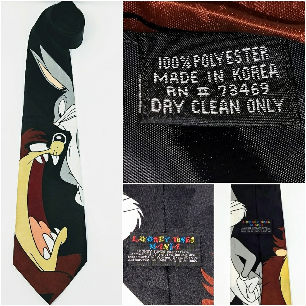 Looney Tunes Mania Bugs Bunny and Taz necktie